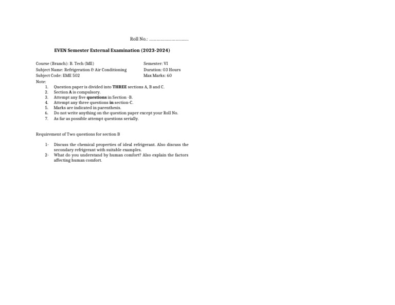 Requirement of Two Questions For Section B | PDF