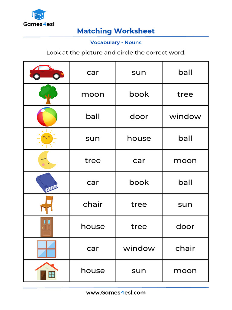 Grade 1 Matching Worksheets3 | PDF