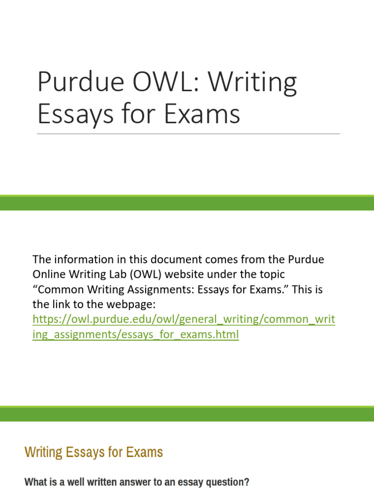 Writing Essays For Exams (Purdue OWL) | PDF