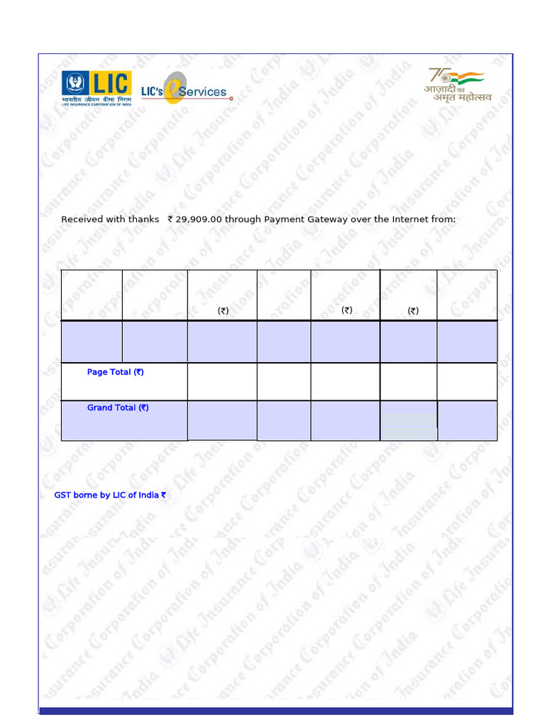 PremiumpaymentReceipt 30339129 LIC | PDF