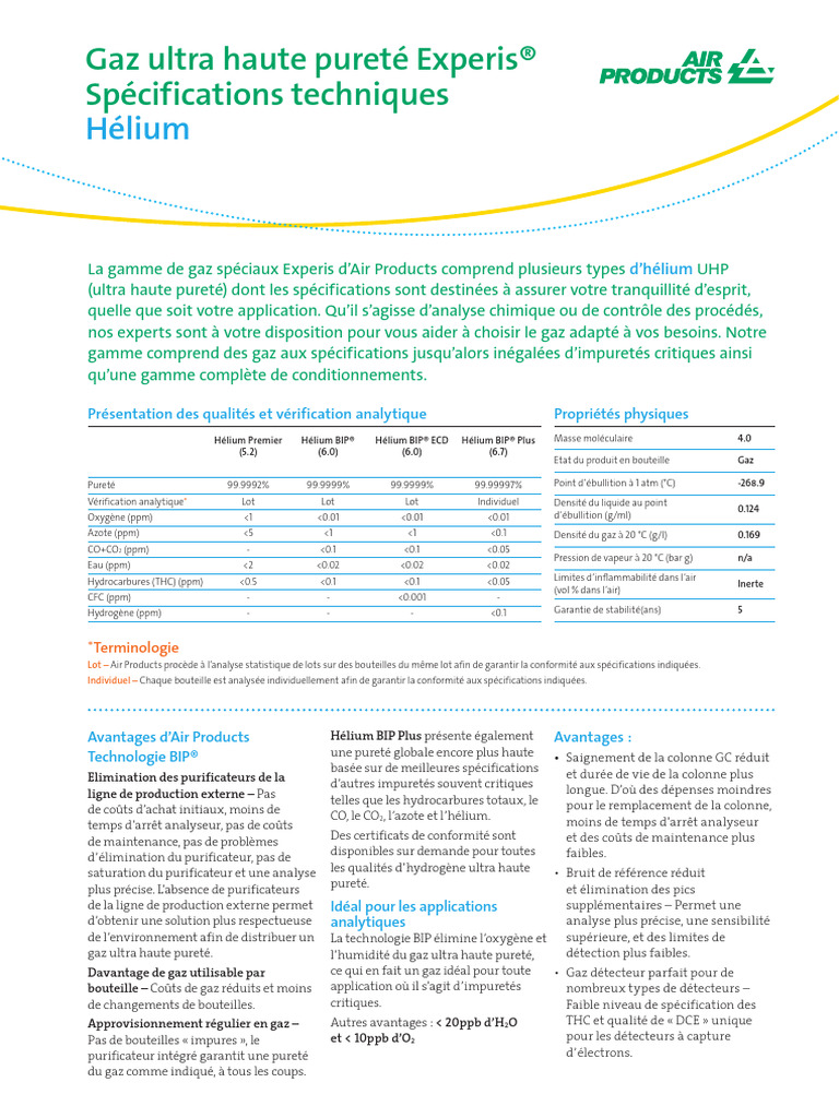 Spec Gases UHP Molecule Helium-FR | PDF | Hélium | Matériaux transparents