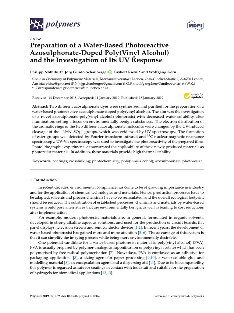 Preparation of A Water-Based Photoreactive Azosulp | PDF | Carbon 13 ...