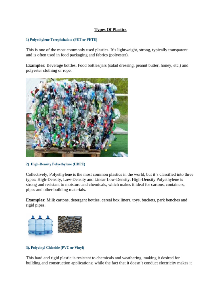 Types of Plastics | PDF