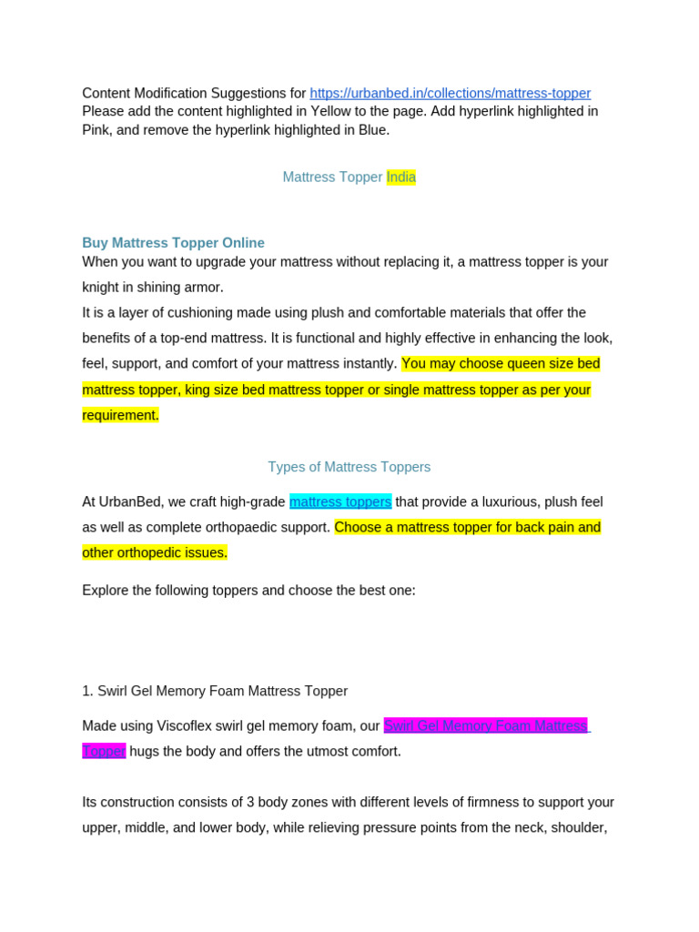 Mattress Topper | PDF