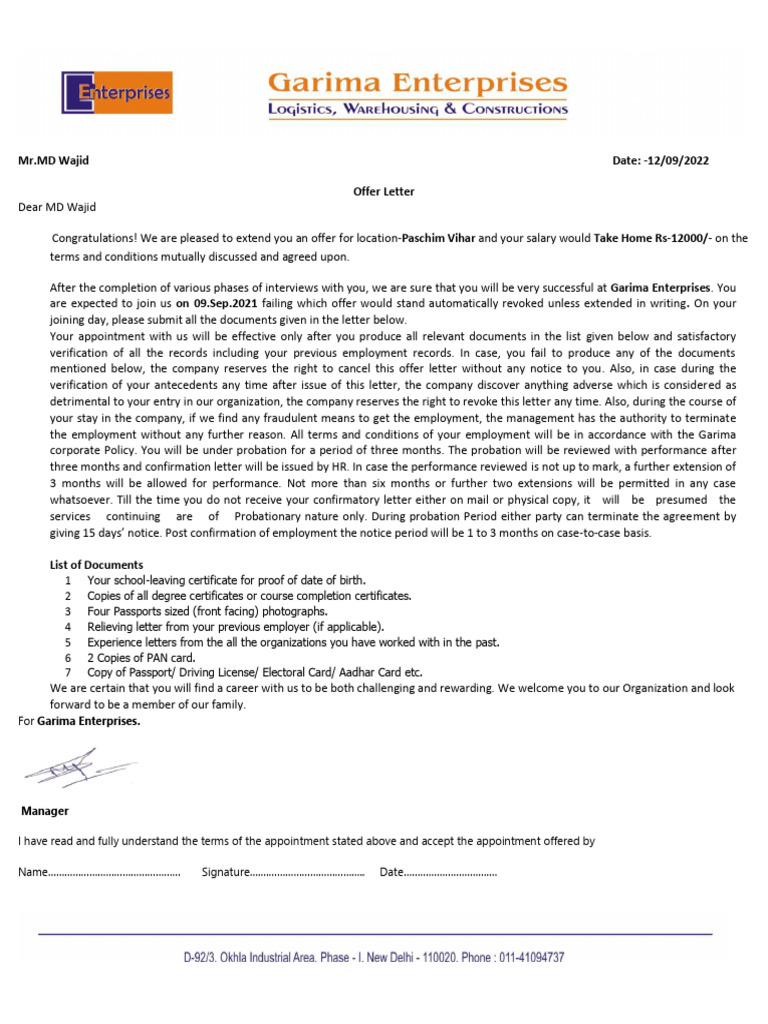 Starlink Offer Letter | PDF
