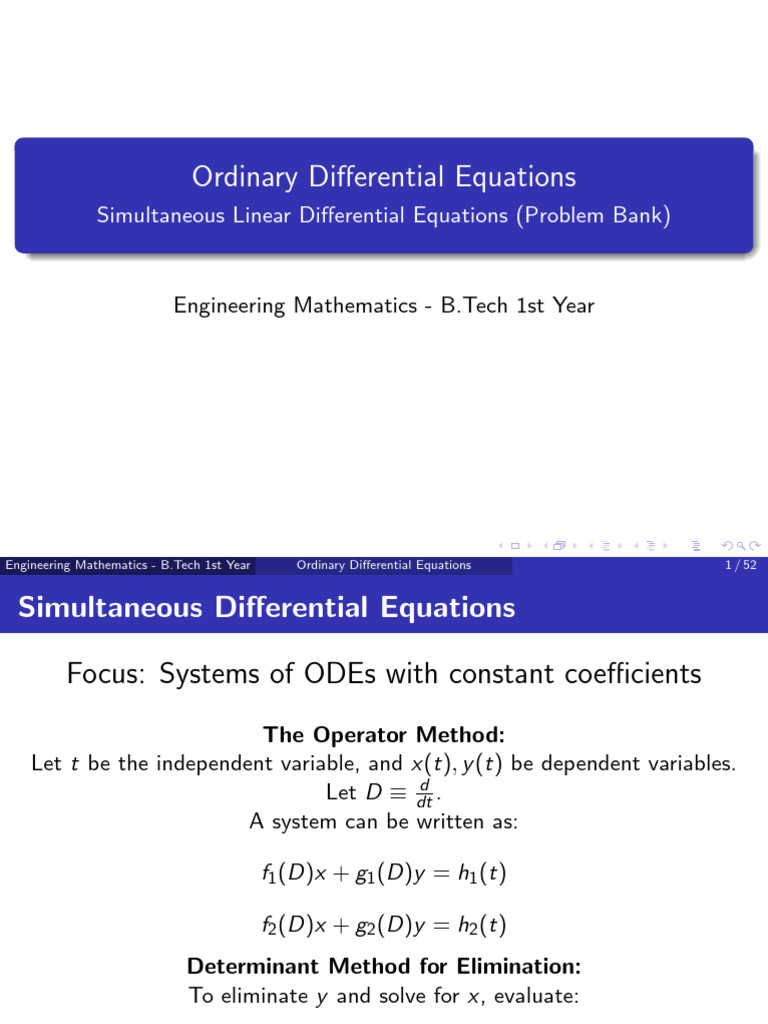 Unit 3 Question On Simultaneous Diff. Equation | PDF