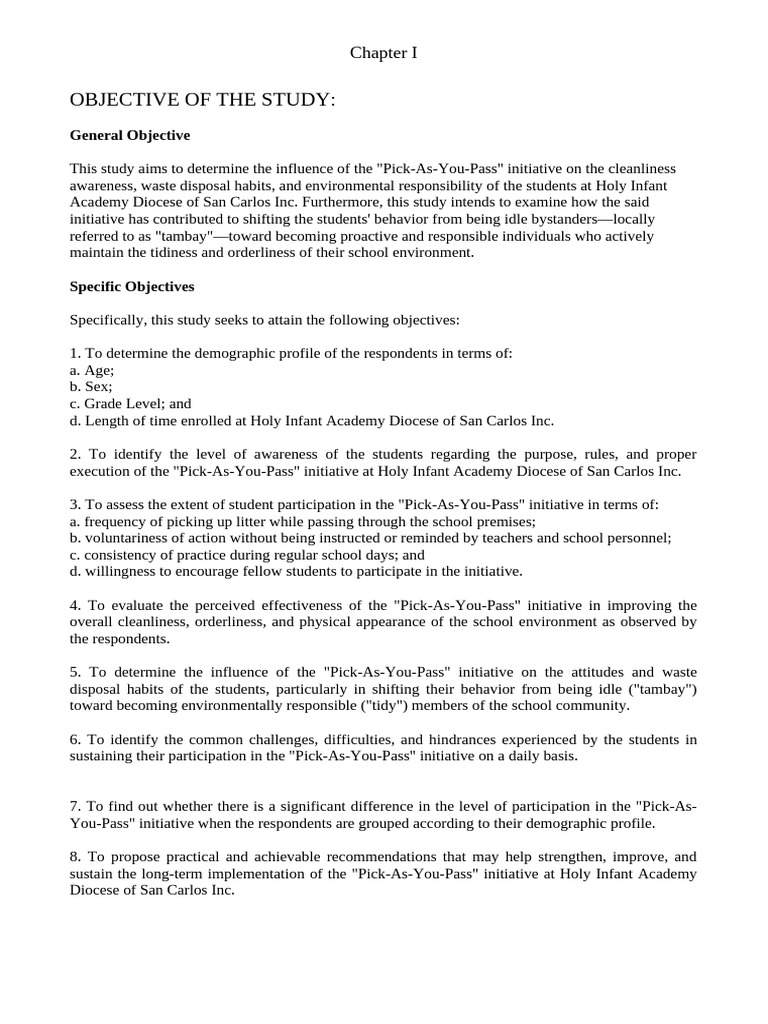 Objective of The Study | PDF