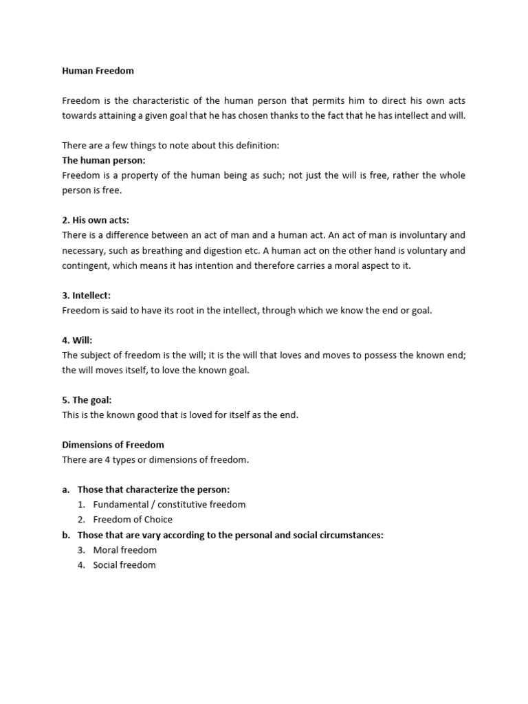 8.human Freedom Notes | PDF | Dignity | Psychology