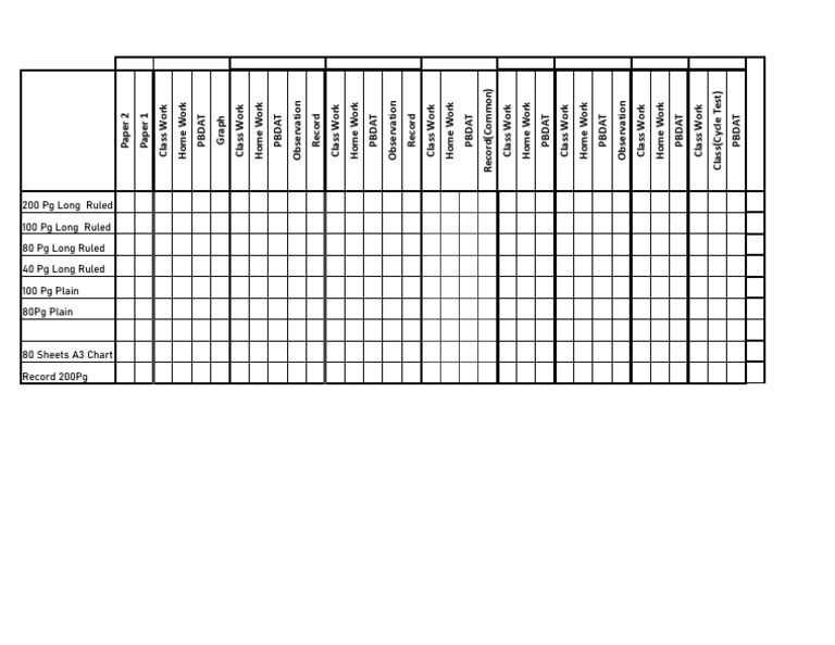 Grade 12 - Note Book Details (2026-2027) | PDF