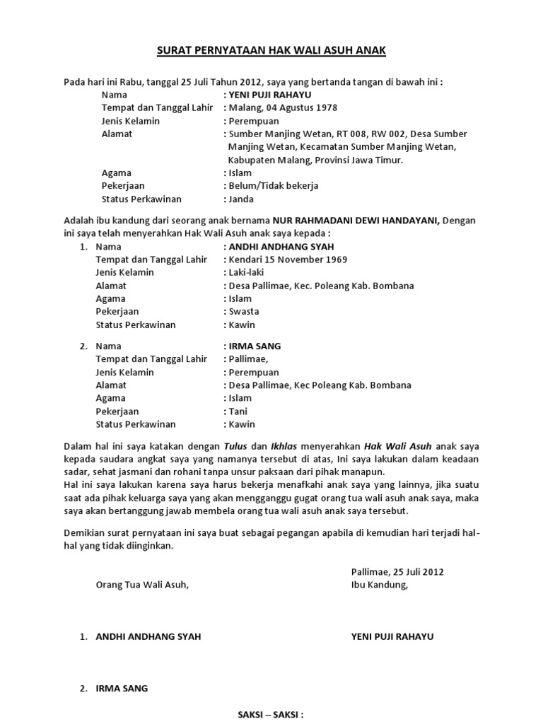 Contoh Surat Keterangan Wali Nikah Dari Desa - Kumpulan Surat Penting