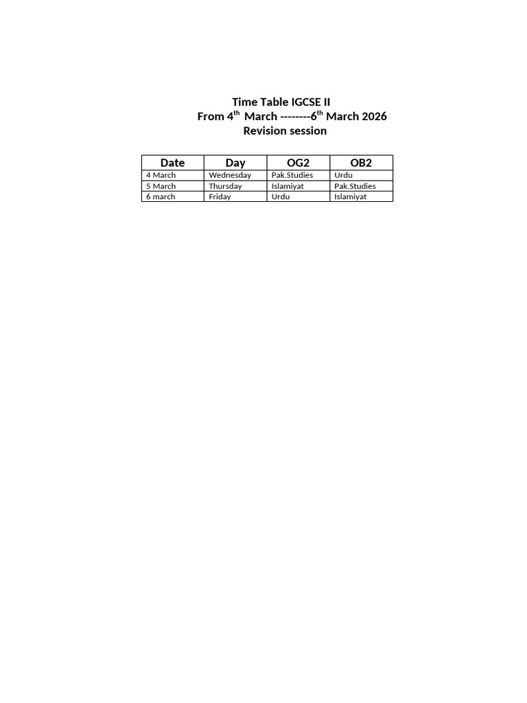 Time Table O | PDF