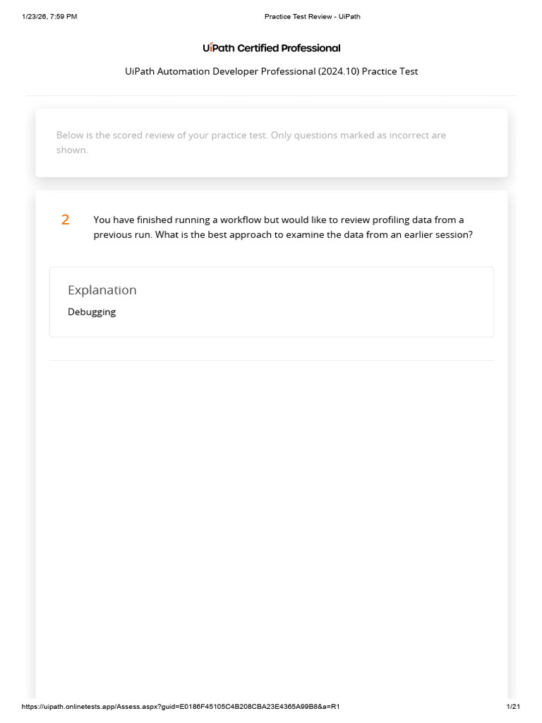 Explanation: Uipath Automation Developer Professional (2024.10 ...