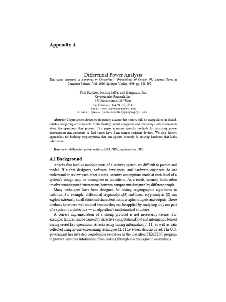 Power Analysis Attacks + | PDF