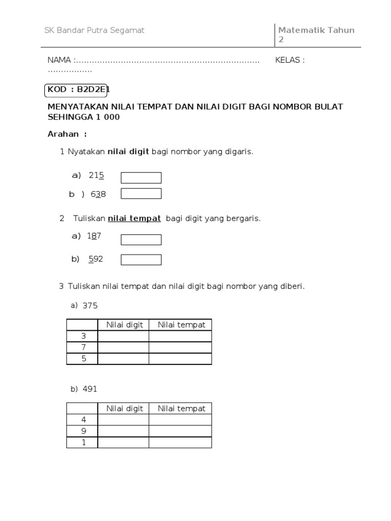 Kertas Soalan Matematik Tahun 4 Sjkt - Selangor r