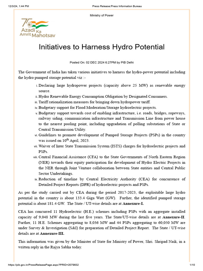 MoP - Harnessing Hydro | PDF