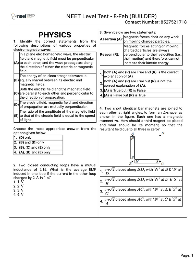 Neet Level Test 8 Feb Builder | PDF