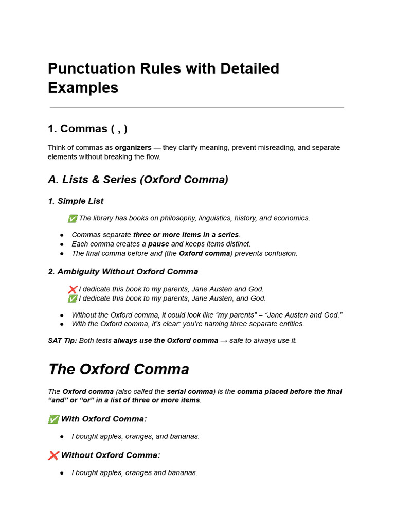 DSAT Punctuation Rules With Detailed Examples | PDF