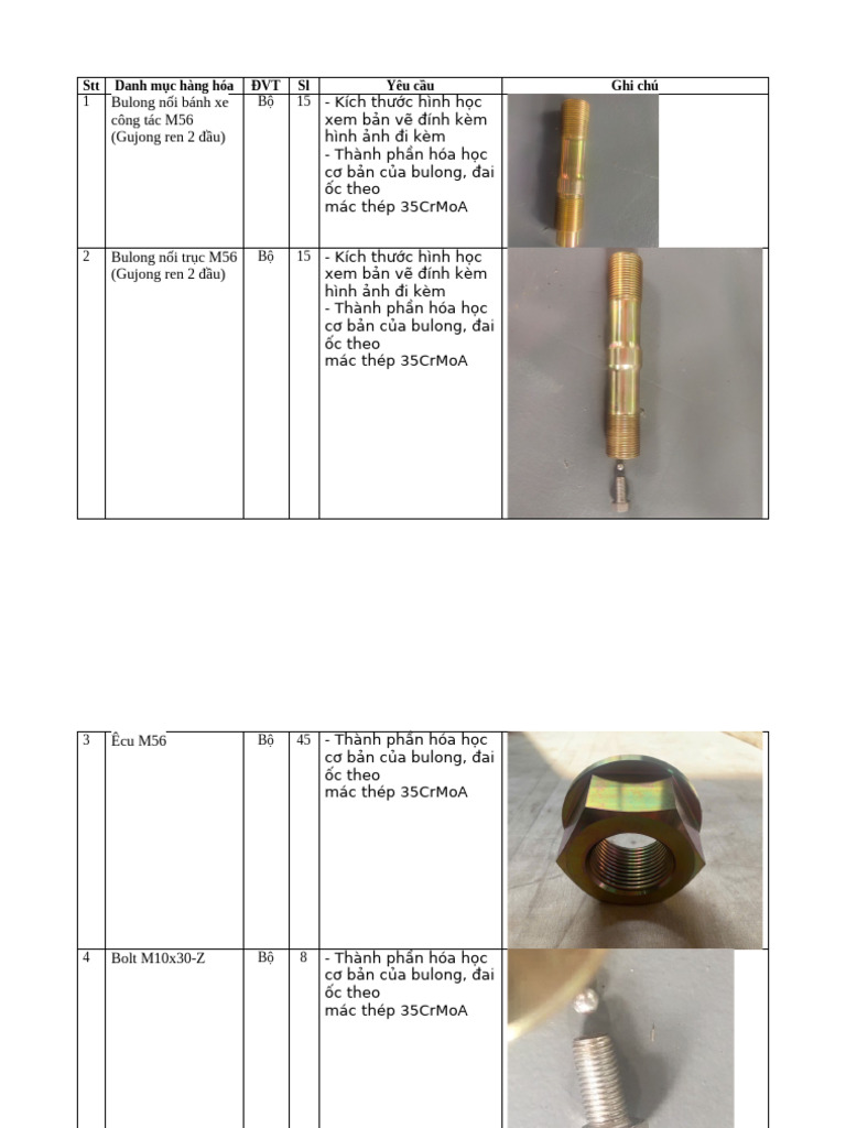 Yeu Cau Ky Thuat | PDF