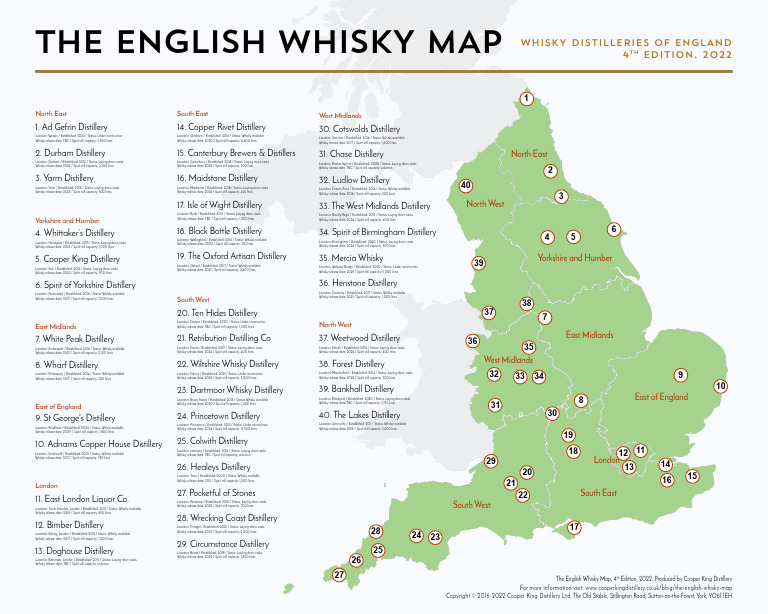 2022+english Whisky Map Cooper King Distillery Blog Large | PDF
