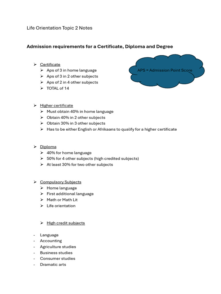 Life Orientation Topic 2 Notes | PDF