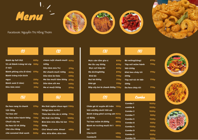 Yellow and Brown Modern Food Menu Landscape | PDF