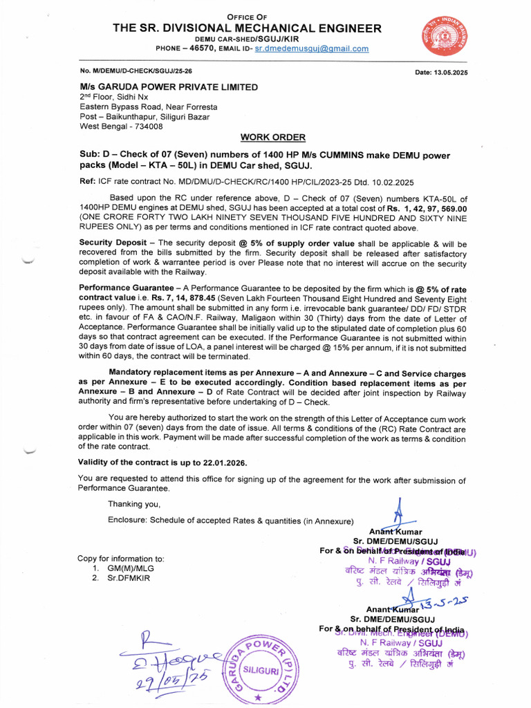 D-Check Work Order 2025 | PDF