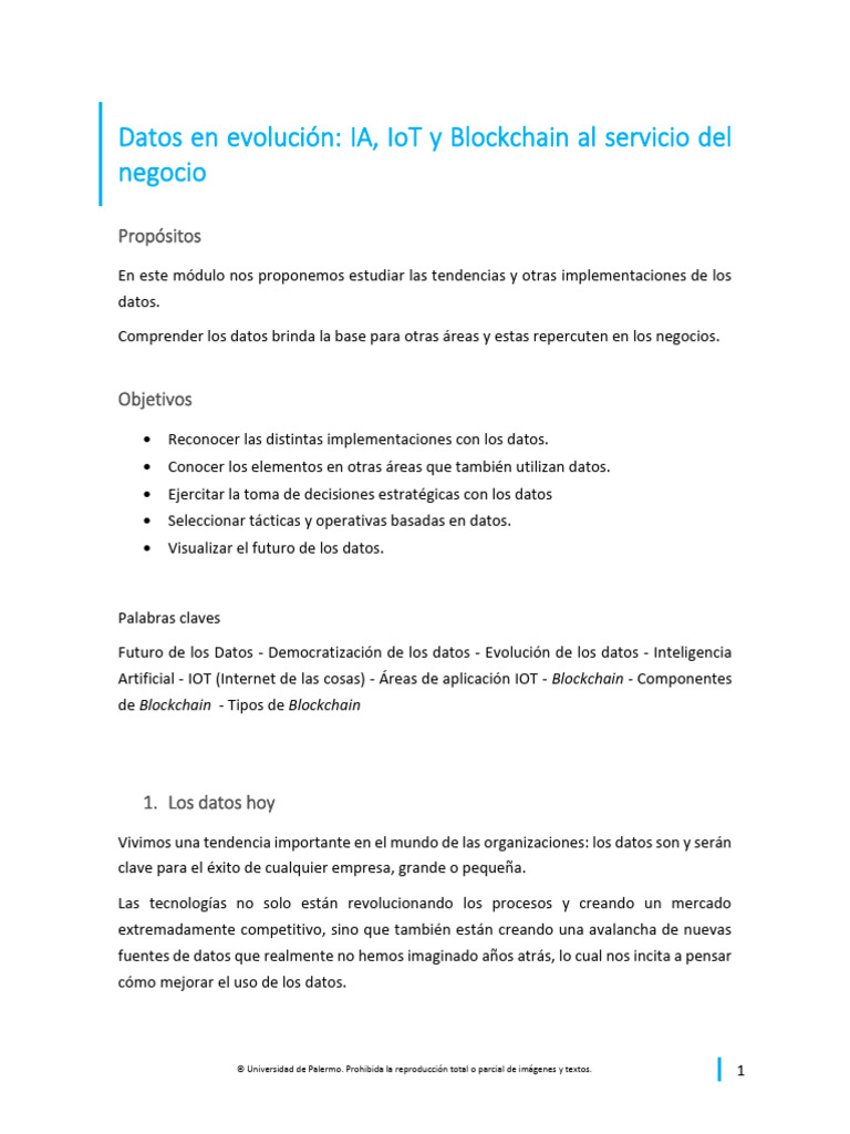 Datos en Evolución IA IoT y Blockchain Al Servicio Del Negocio | PDF