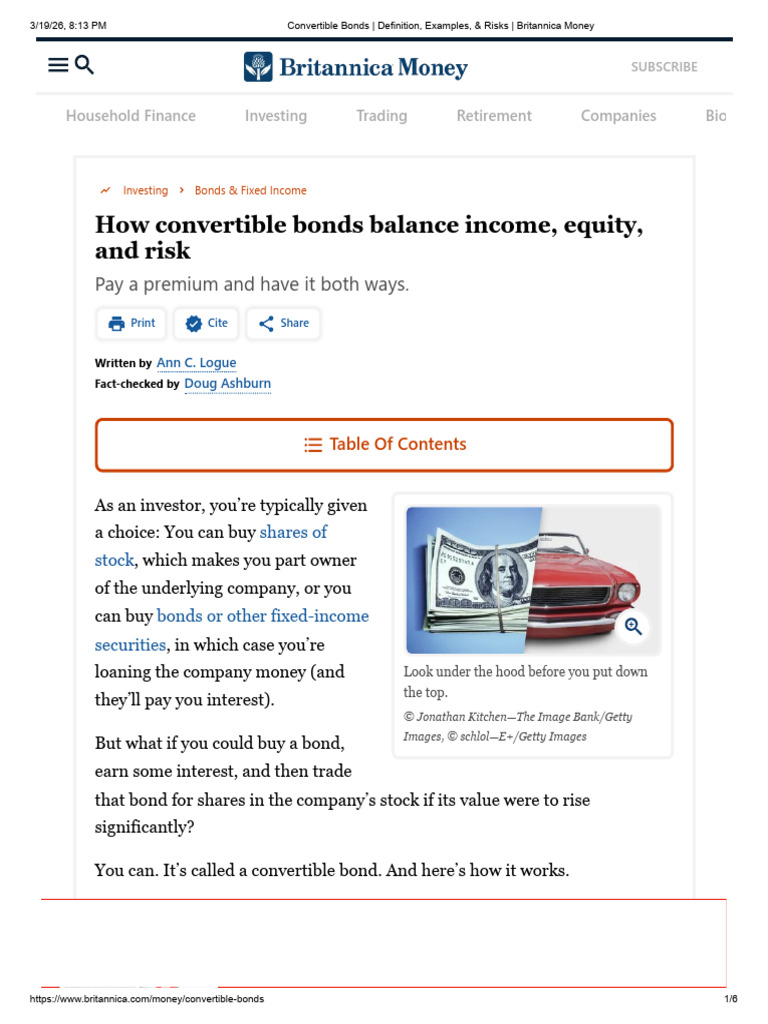 Convertible Bonds - Definition, Examples, & Risks - Britannica Money | PDF
