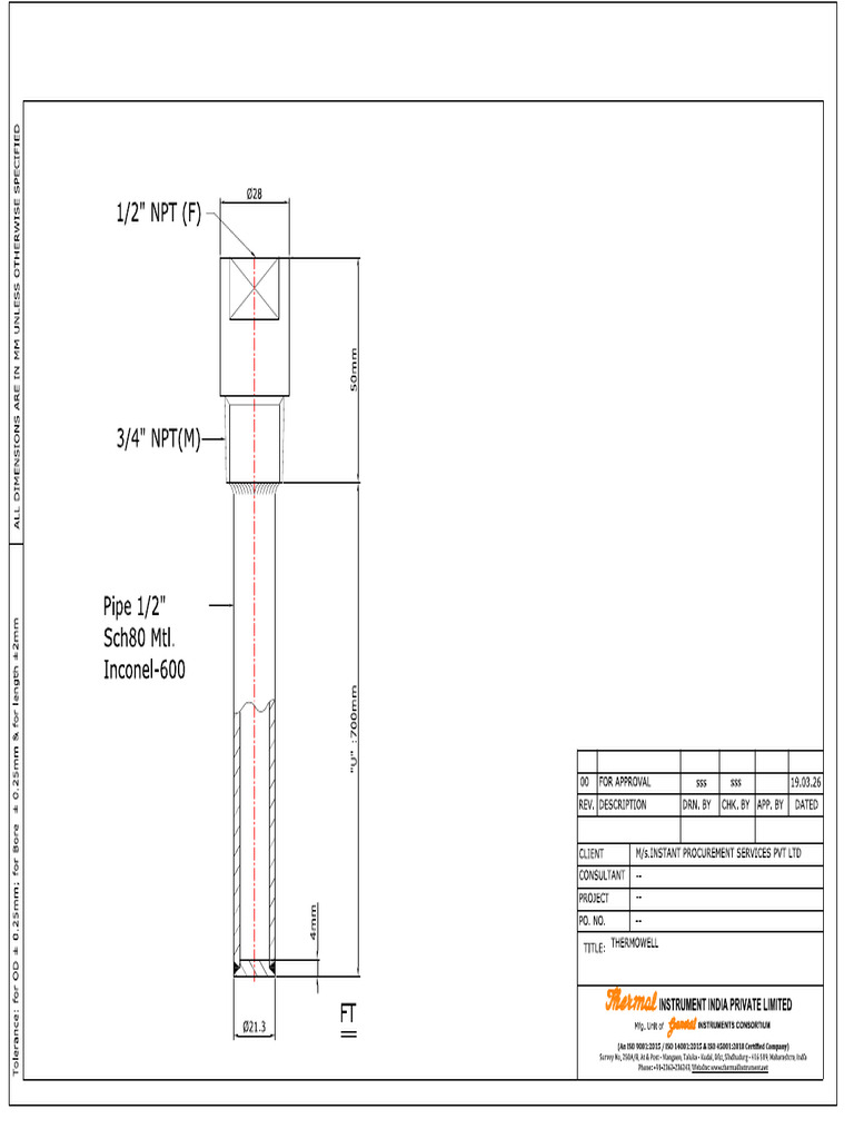 Thermowell Drawing | PDF