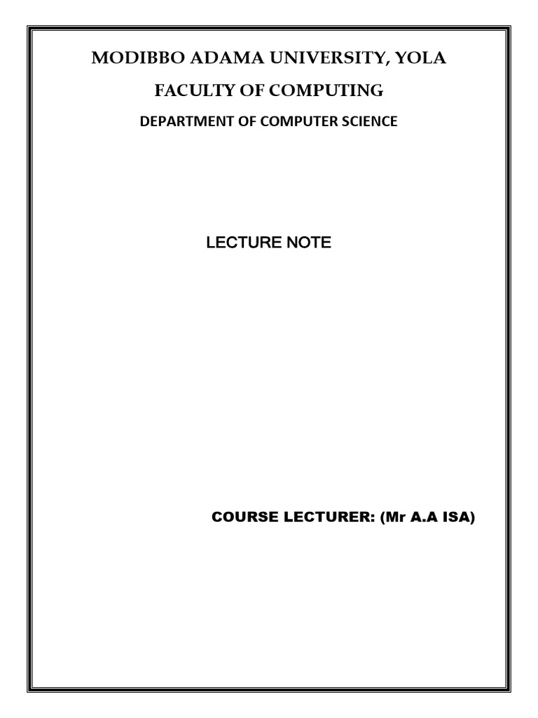 COS101 Lecture Note PDF | PDF