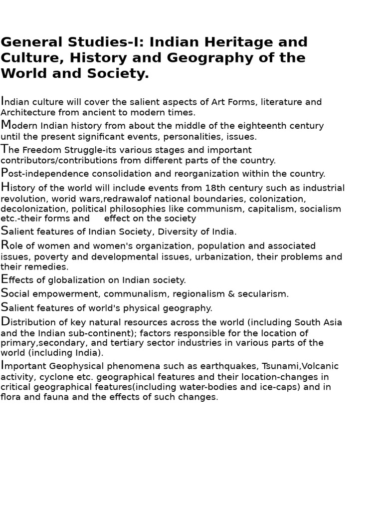 General Studies Syllabus | PDF