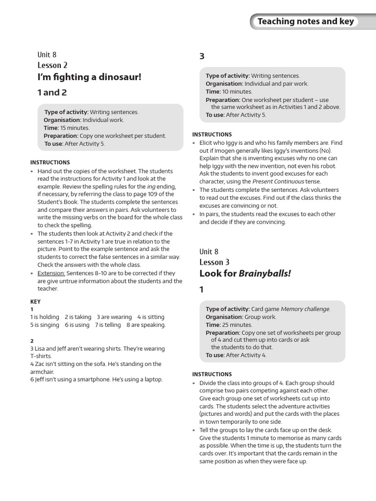 UNIT 8 Brainy Kl4 TRF Teaching Notes | PDF | Grammar | Human Communication
