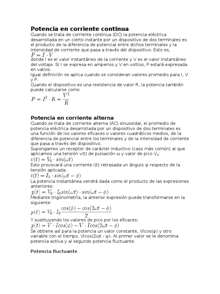 Potencia DC Y AC | PDF | Energia electrica | Corriente eléctrica