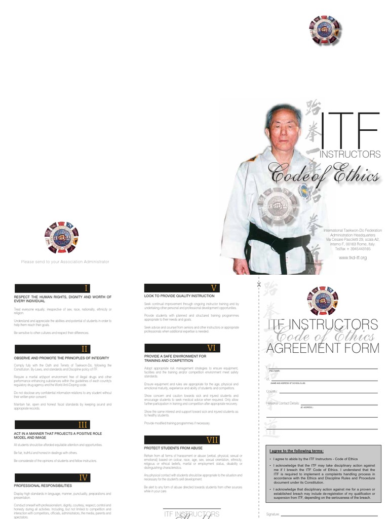 Code of Ethics English PDF Taekwondo Applied Ethics
