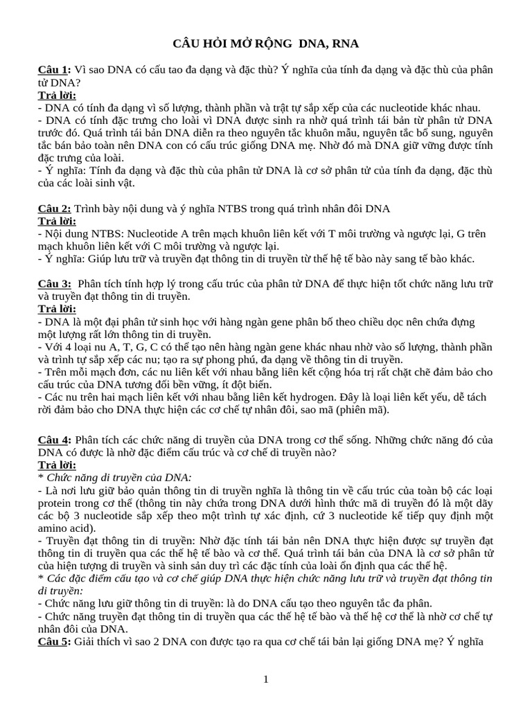 Bdhsg Lí Thuyết Dna- Mo Rong | PDF