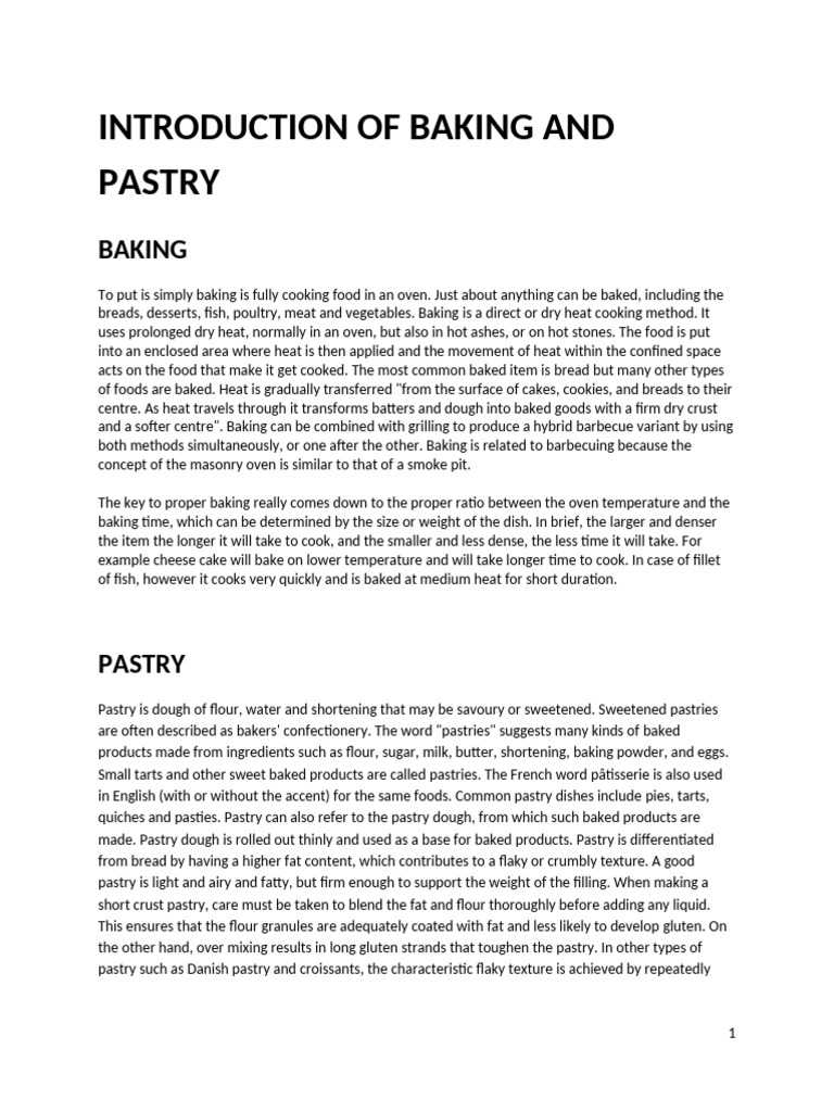 Introduction of Baking and Pastry | PDF