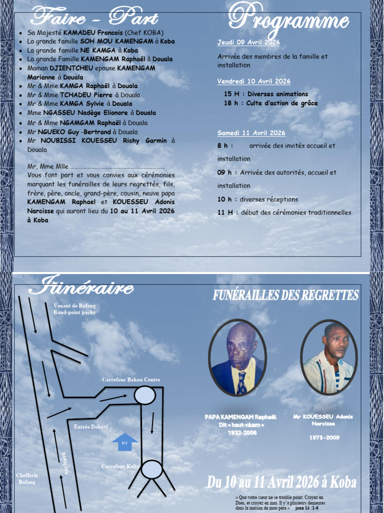 Programme Des Obseque Papa Kamenga Raphael | PDF