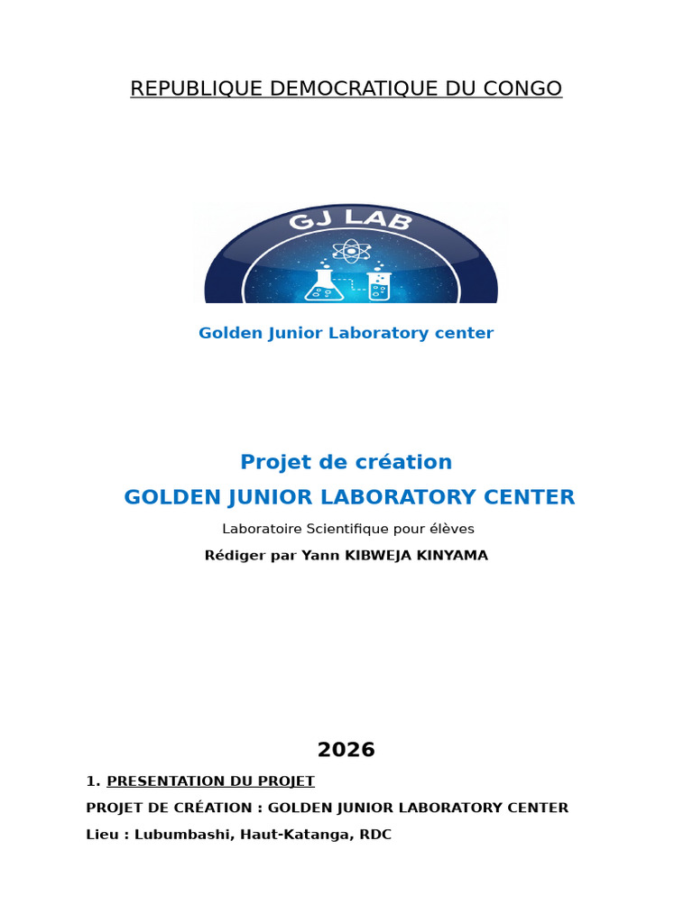Golden Junior Laboratory (Projet) | PDF