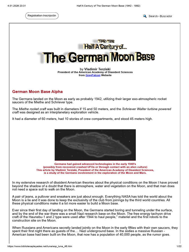 Half A Century of The German Moon Base (1942 - 1992) | PDF