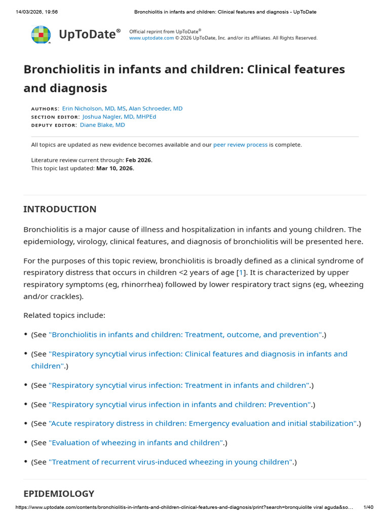 Bronchiolitis in Infants and Children - Clinical Features and Diagnosis ...