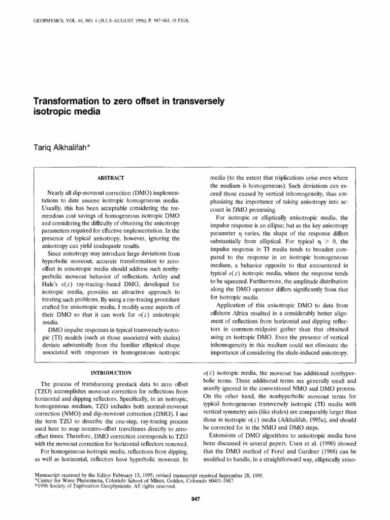 Transformation To Zero Offset in Transversely Isotropic Media ...