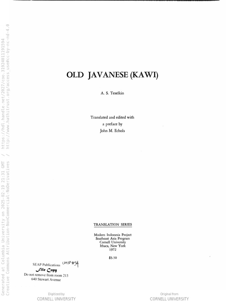 Old Javanese (Kawi) - Full Book (With Sanskrit Influence) | PDF
