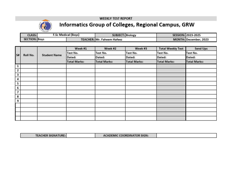 Weekly Test Report | PDF