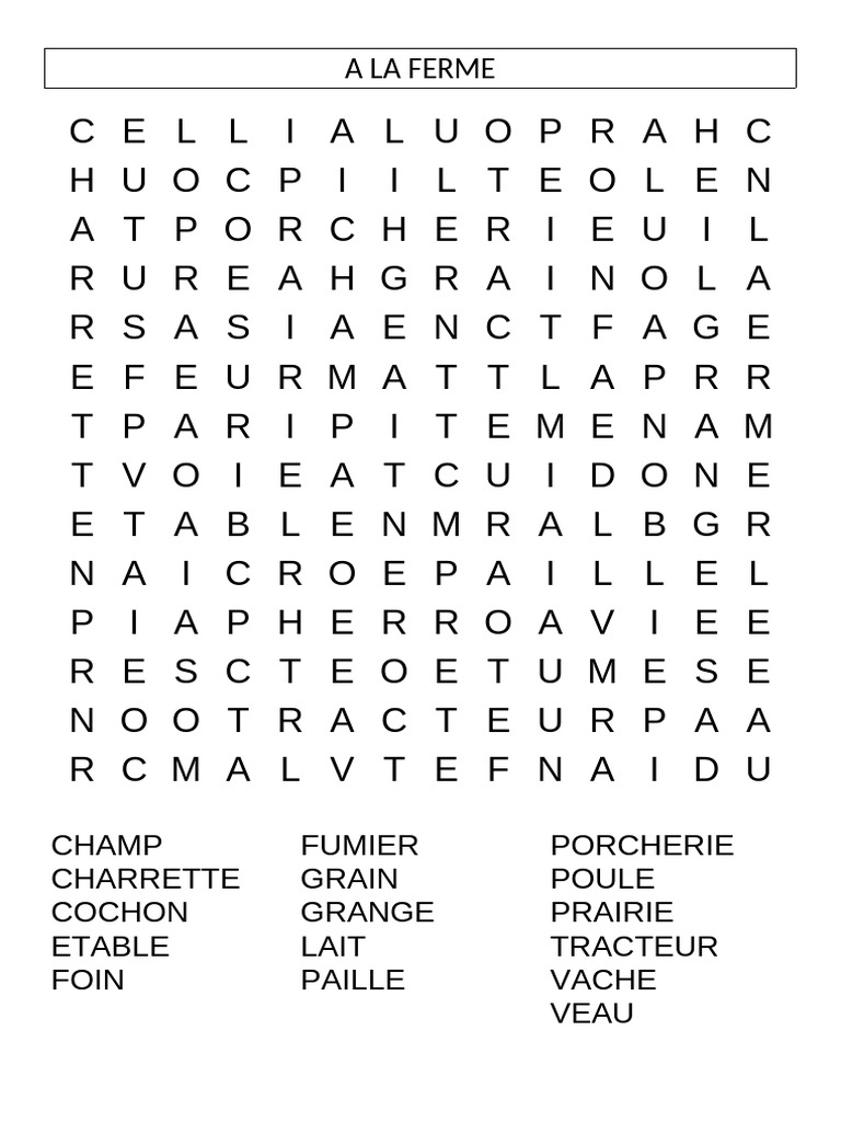 Mots Meles A La Ferme | PDF