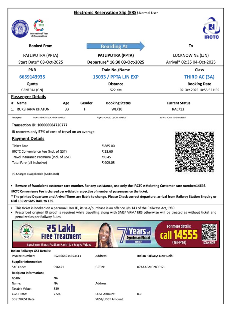 Rukshana Ticket 3 Oct 4pm | PDF