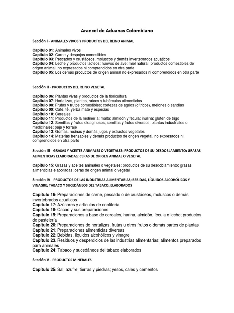 Arancel de Aduanas en Colombia | PDF | Papel | Textiles