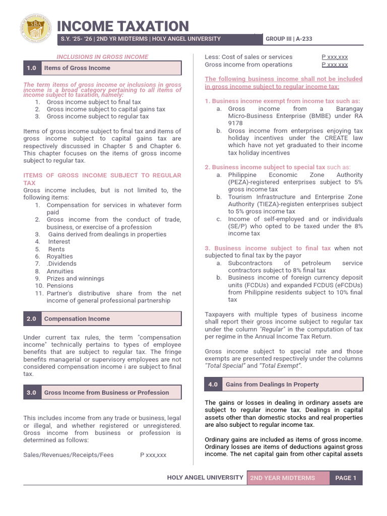 XINTAX A233 InclusionsInGrossIncome | PDF