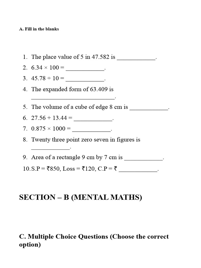 Class 5th Maths Asis | PDF
