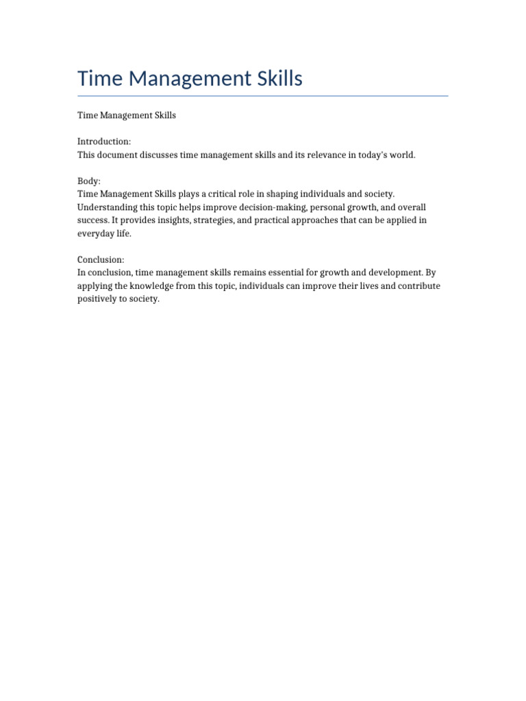 Document 5 Time Management Skills | PDF