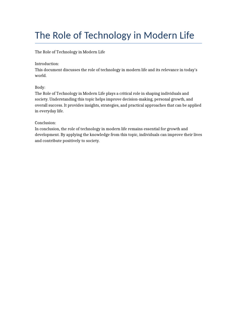 Document 6 The Role of Technology in Modern Life | PDF